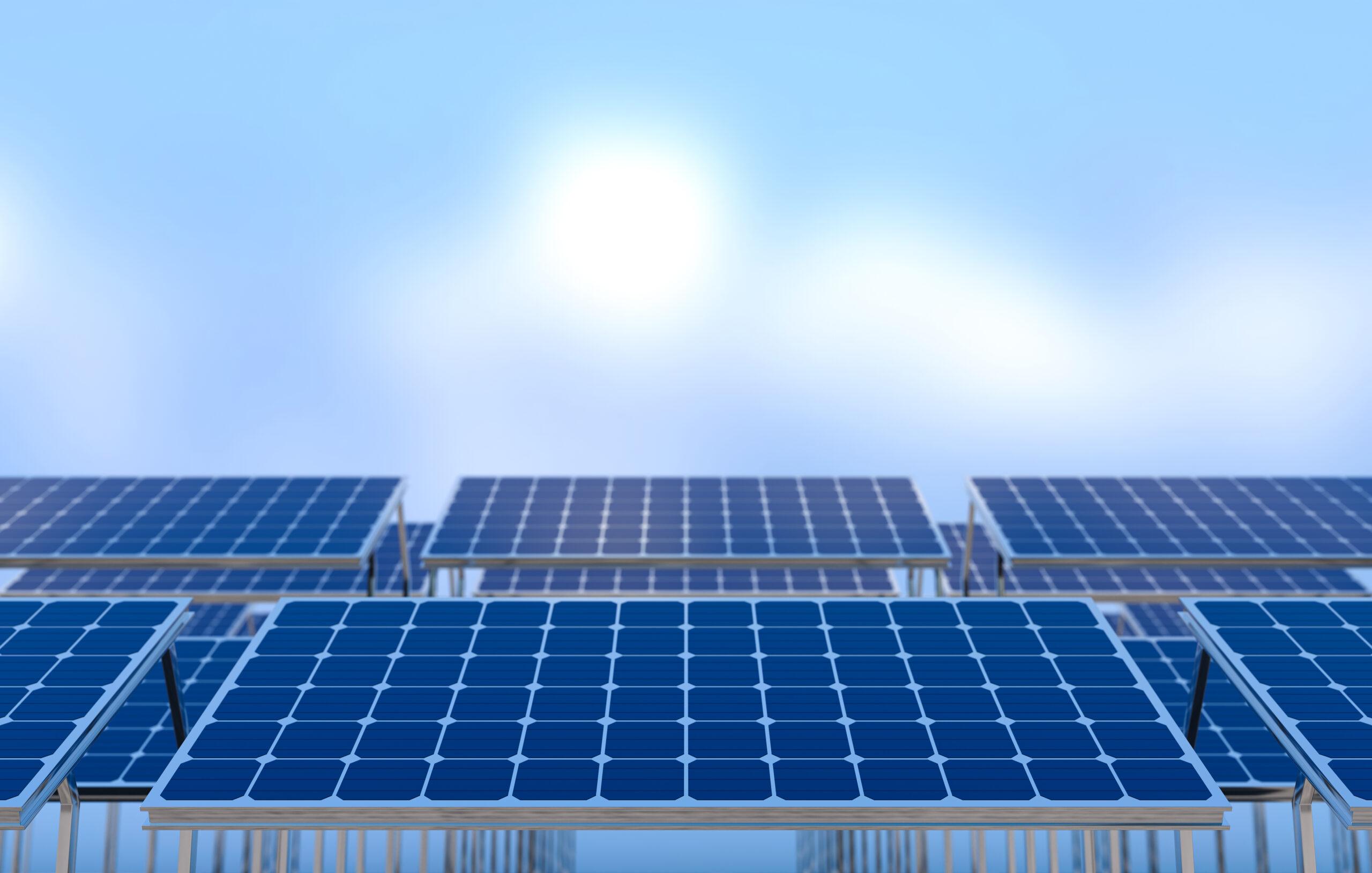solar panels, Green energy concept. 3D illustration